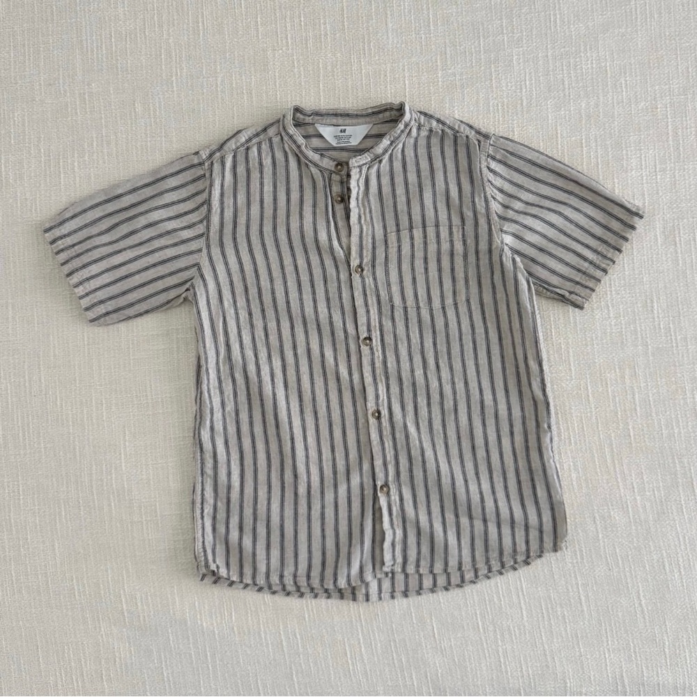H&M Gray Striped Button Down Shirt for Kids